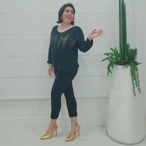 Knit long Sleeve Top & Ruched Jogger Set